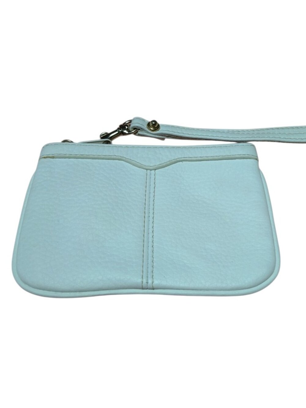 Dooney & Bourke White Leather Wristlet Pouch Detachable Strap Neutral Classic